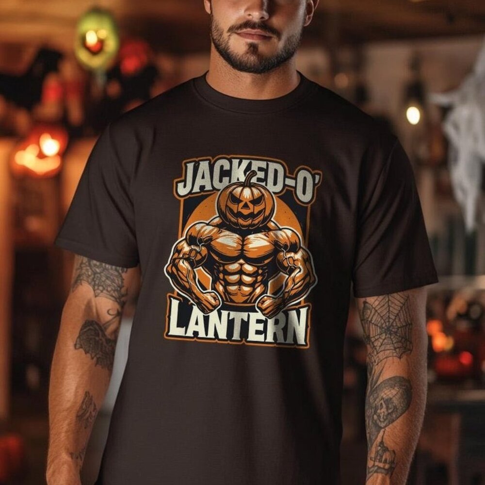 Jacked-O_-Lantern Funny Muscle Pumpkin Tee - Funny Halloween T-Shirt - Gym